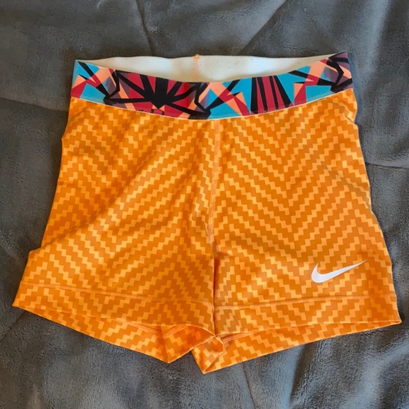 Nike Shorts Orange Patterned Nike Pro Shorts Poshmark